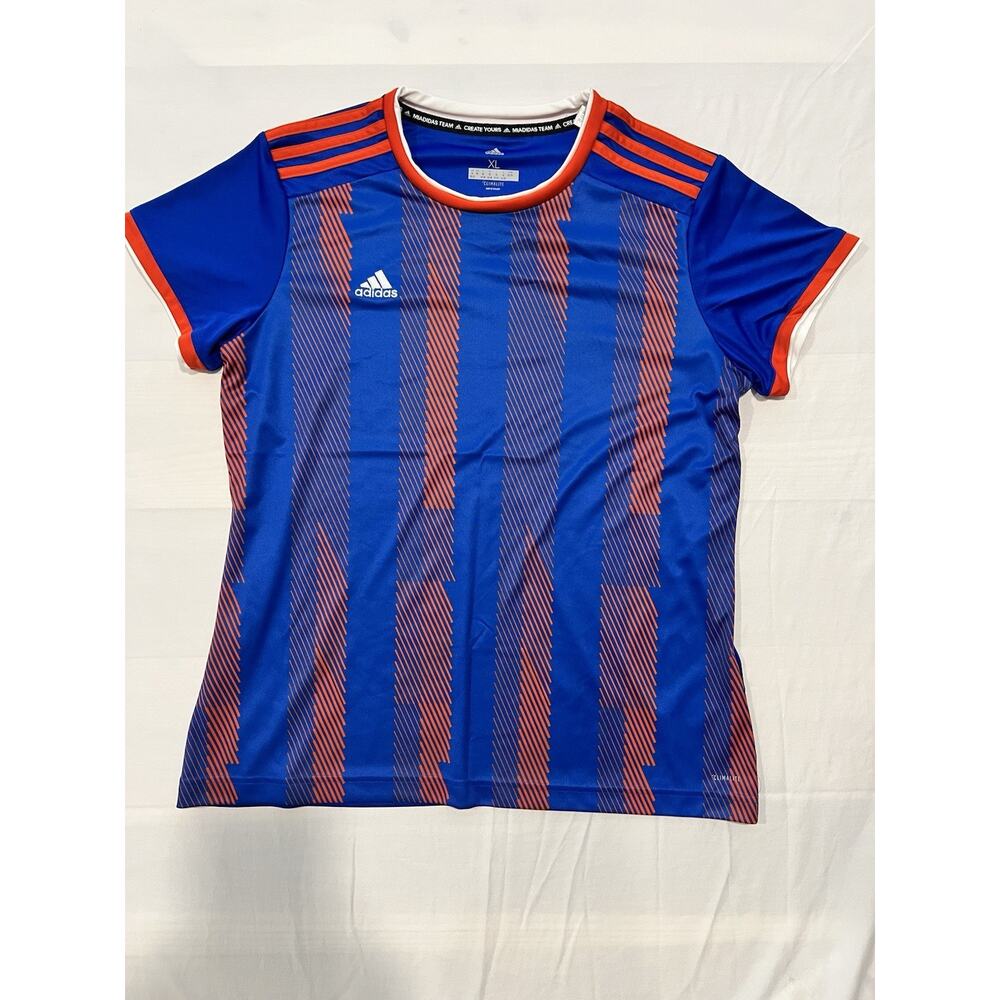 Adidas Shirt Women XL Blue/Orange Climalite Performance Ladies Top